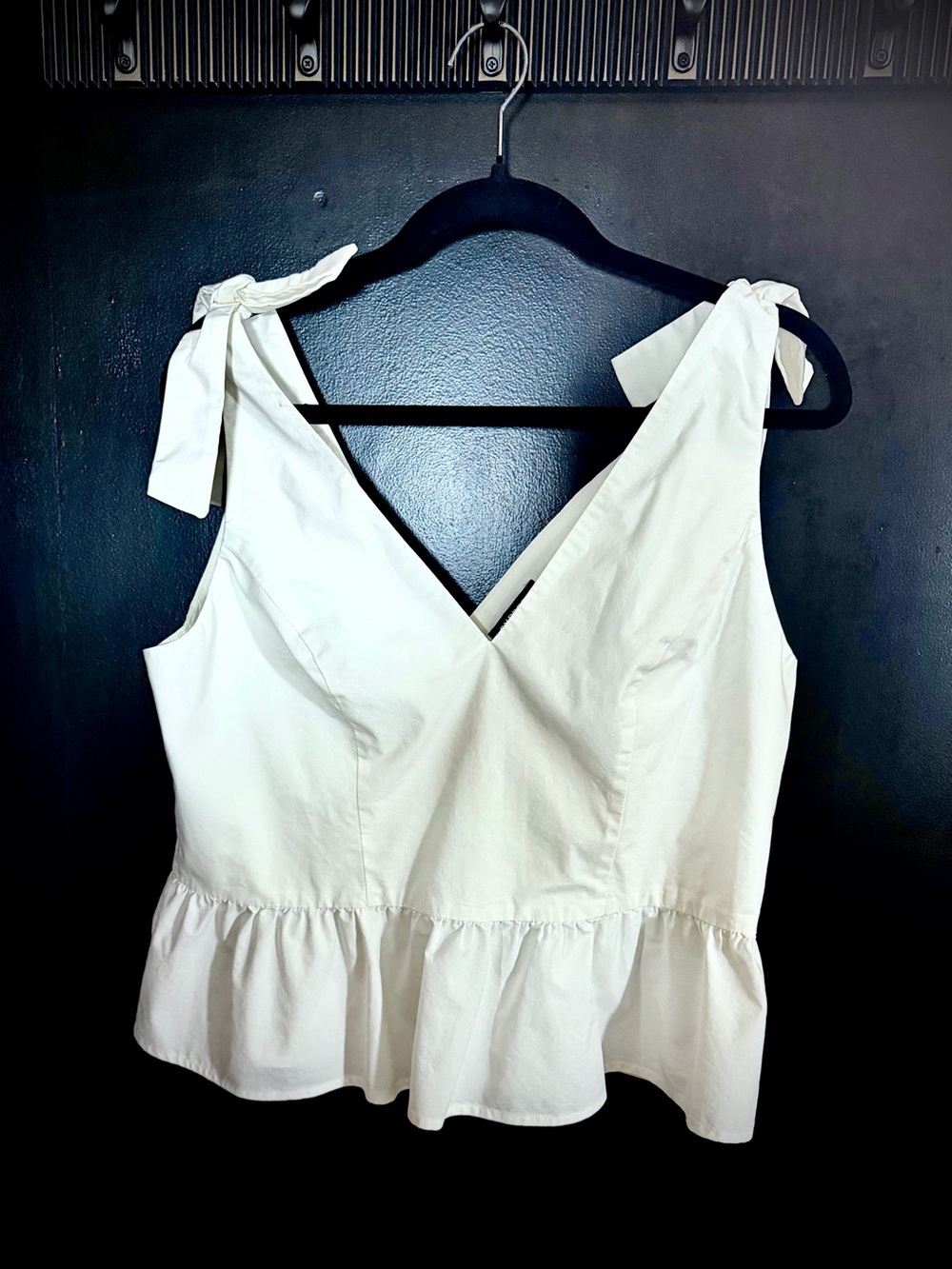 Express White Tie-Shoulder V-Neck Peplum Camisole